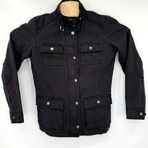 Banana Republic Waxed Field Jacket  Flannel Lined Petite Small Elbow Patch